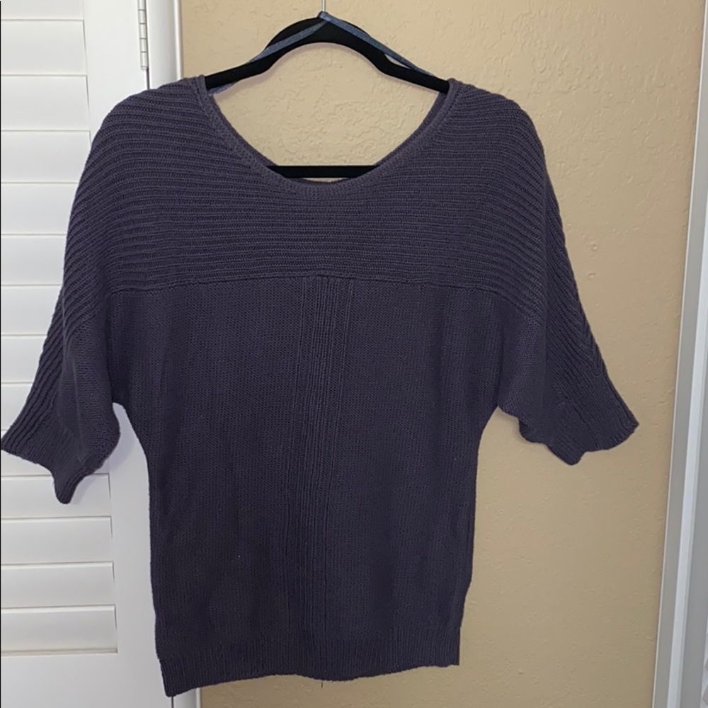 UO Purple Wide Neck 3/4 Sleeve Sweater